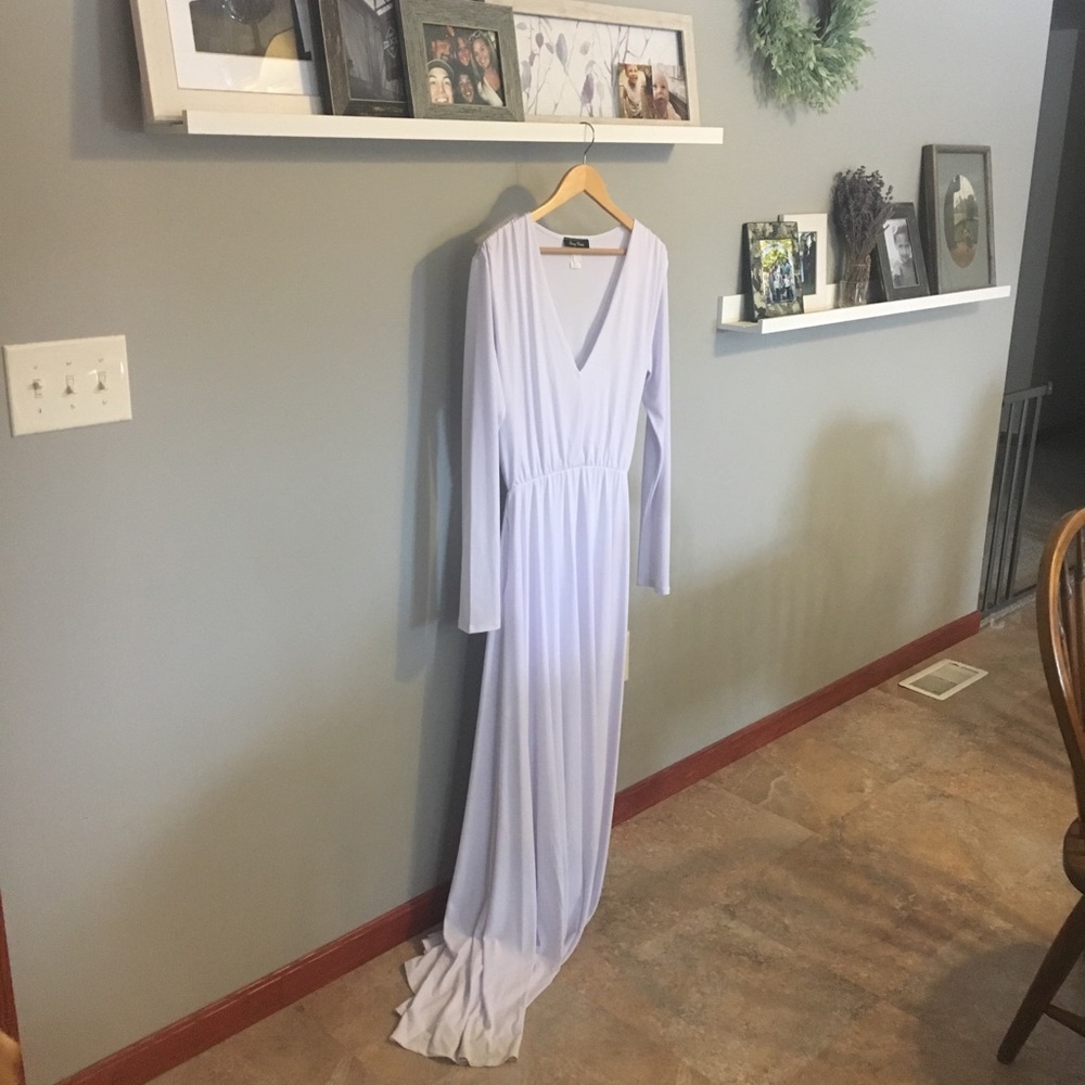 Long V-Neck White Dress